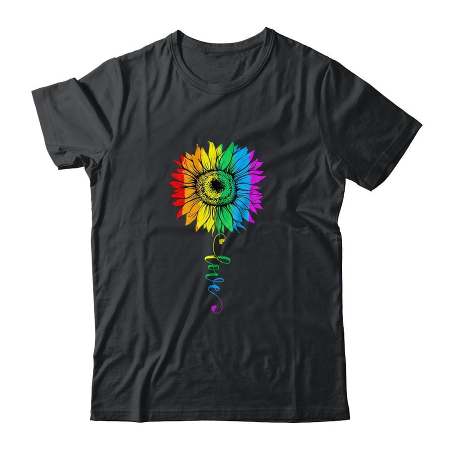 Love Sunflower Floral LGBTQ Rainbow Flag Gay-T-Shirt & Tank Top-Classic T-Shirt-Black