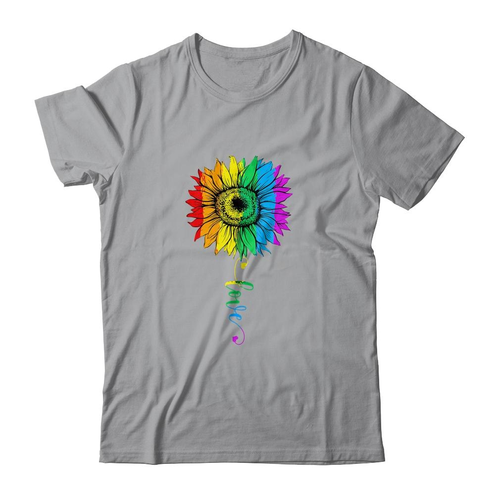 Love Sunflower Floral LGBTQ Rainbow Flag Gay-T-Shirt & Tank Top-Classic T-Shirt-Sport Grey