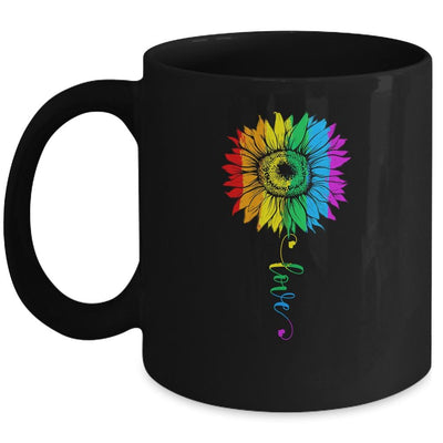 Love Sunflower Floral LGBTQ Rainbow Flag Gay Mug-Coffee Mug-Mug-Black