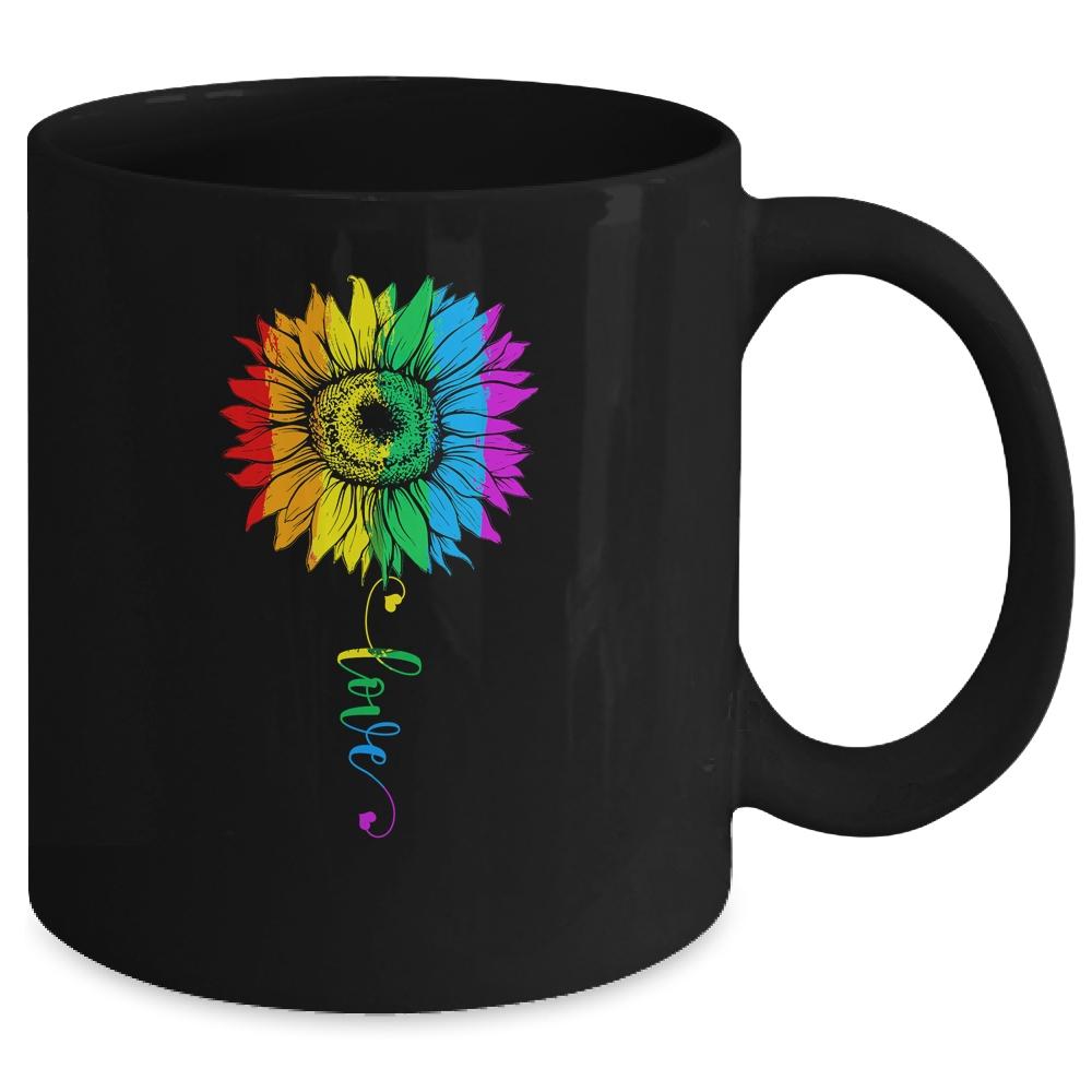 Love Sunflower Floral LGBTQ Rainbow Flag Gay Mug-Coffee Mug-