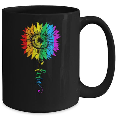 Love Sunflower Floral LGBTQ Rainbow Flag Gay Mug-Coffee Mug-