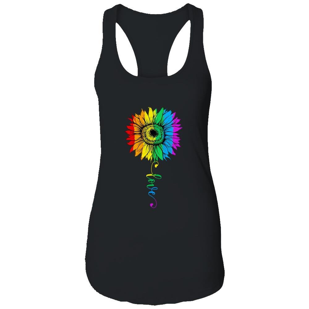 Love Sunflower Floral LGBTQ Rainbow Flag Gay-T-Shirt & Tank Top-Women's Ideal Racerback Tank-Black