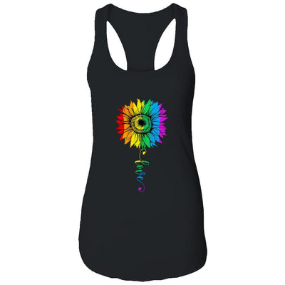Love Sunflower Floral LGBTQ Rainbow Flag Gay-T-Shirt & Tank Top-Women's Ideal Racerback Tank-Black