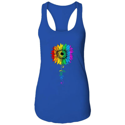 Love Sunflower Floral LGBTQ Rainbow Flag Gay-T-Shirt & Tank Top-Women's Ideal Racerback Tank-Royal