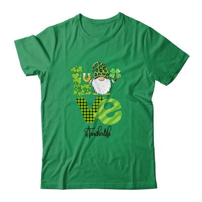 Love Teacher Life Gnome Leopard Shamrock St Patrick's Day-T-Shirt & Hoodie-Classic T-Shirt-Irish Green