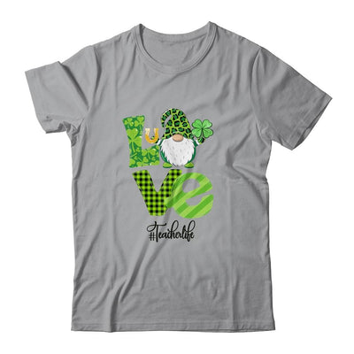 Love Teacher Life Gnome Leopard Shamrock St Patrick's Day-T-Shirt & Hoodie-Classic T-Shirt-Sport Grey