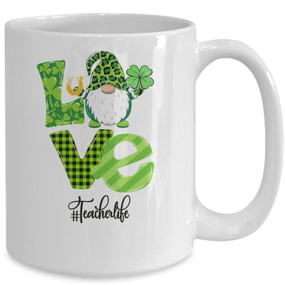 Love Teacher Life Gnome Leopard Shamrock St Patrick's Day Mug-Coffee Mug-
