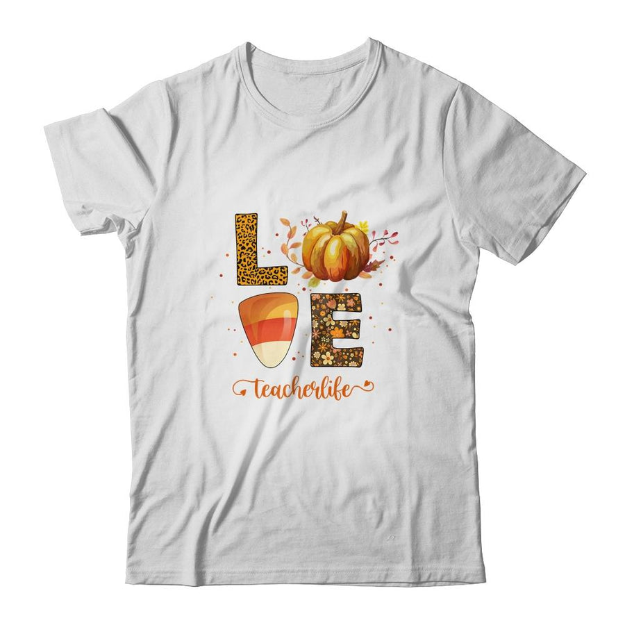 Love Teacher Life Pumpkin Halloween-T-Shirt & Sweatshirt-Classic T-Shirt-White