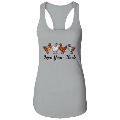 Love Your Flock Cute Chicken For Women-T-Shirt & Tank Top-Women's Ideal Racerback Tank-Heather Grey