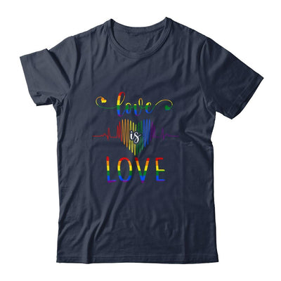Love is Love Heartbeat Rainbow LGBT Gay Pride-T-Shirt & Tank Top-Classic T-Shirt-Navy