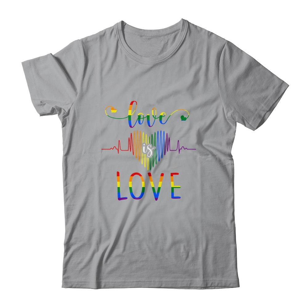 Love is Love Heartbeat Rainbow LGBT Gay Pride-T-Shirt & Tank Top-Classic T-Shirt-Sport Grey
