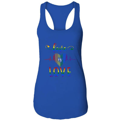 Love is Love Heartbeat Rainbow LGBT Gay Pride-T-Shirt & Tank Top-Women's Ideal Racerback Tank-Royal