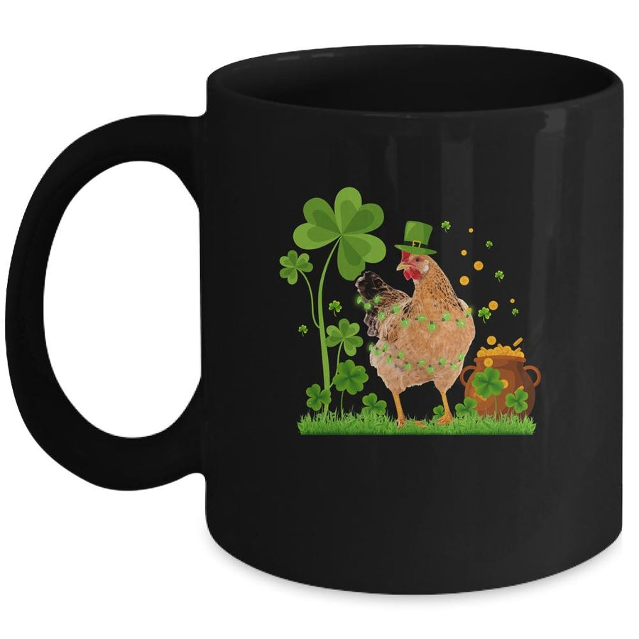 Lucky Chicken Shamrock Saint Patricks Day Irish Farmer Mug-Coffee Mug-Mug-Black