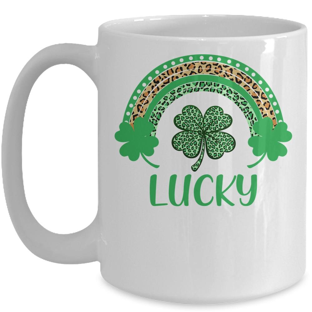 Lucky St Patrick's Day Leopard For Women Mug-Coffee Mug-Mug-White