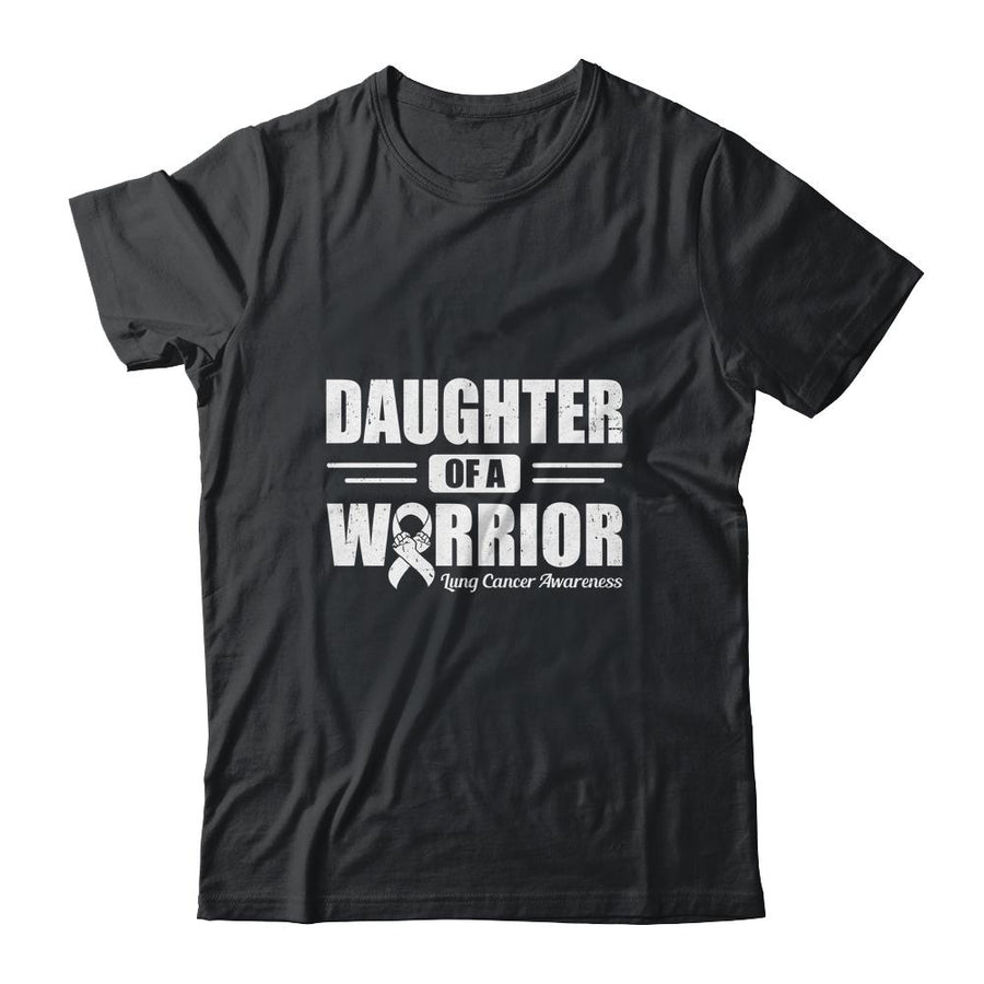 Lung Cancer Awareness Daughter Of Warrior Green Gift-T-Shirt & Hoodie-Classic T-Shirt-Black
