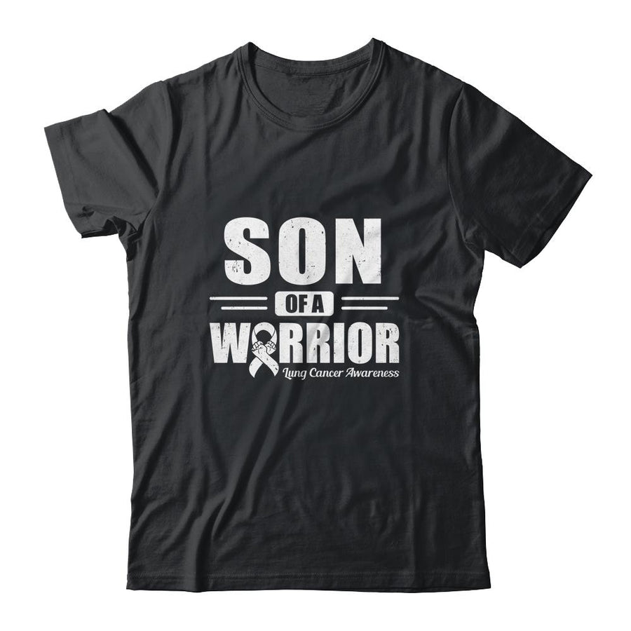 Lung Cancer Awareness Son Of Warrior Green Gift-T-Shirt & Hoodie-Classic T-Shirt-Black