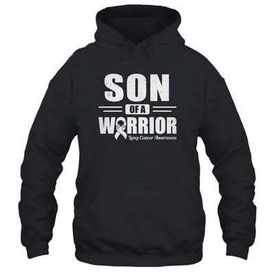 Lung Cancer Awareness Son Of Warrior Green Gift-T-Shirt & Hoodie-Pullover Hoodie-Black