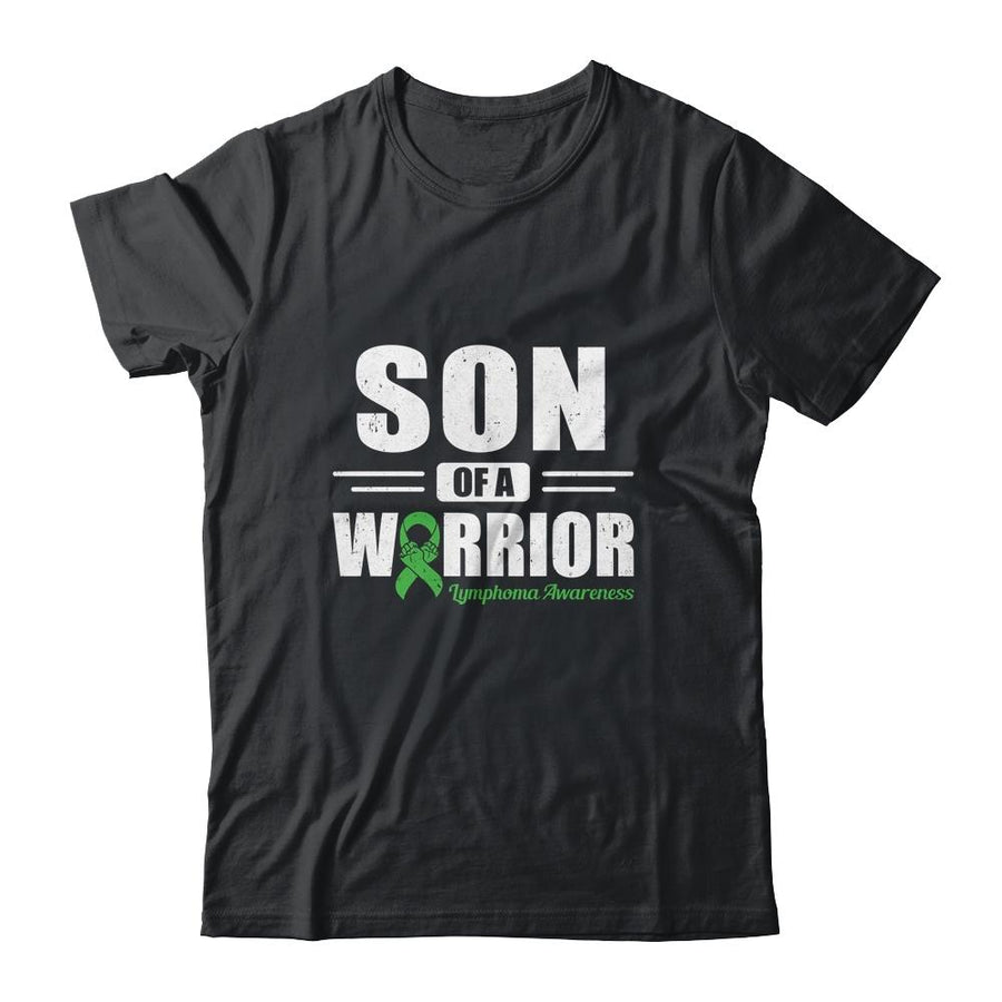 Lymphoma Awareness Son Of Warrior Green Gift-T-Shirt & Hoodie-Classic T-Shirt-Black