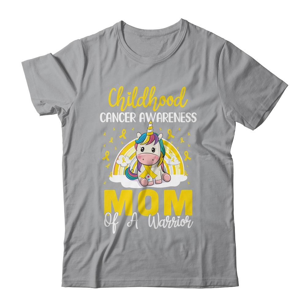 Magical Unicorn Proud Mom Of Childhood Cancer Ribbon-T-Shirt & Hoodie-Classic T-Shirt-Sport Grey