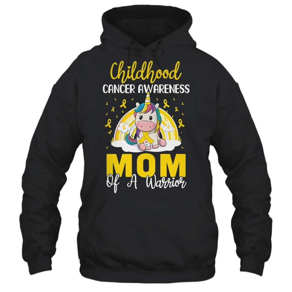 Magical Unicorn Proud Mom Of Childhood Cancer Ribbon-T-Shirt & Hoodie-Pullover Hoodie-Black