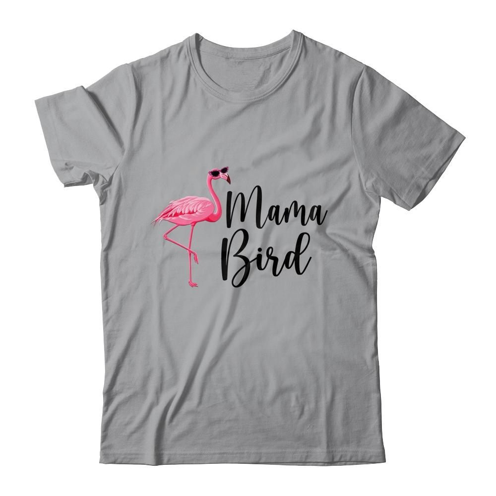 Mama Bird Flamingo Mommy Cute Flower Flamingo Gifts-T-Shirt & Tank Top-Classic T-Shirt-Sport Grey