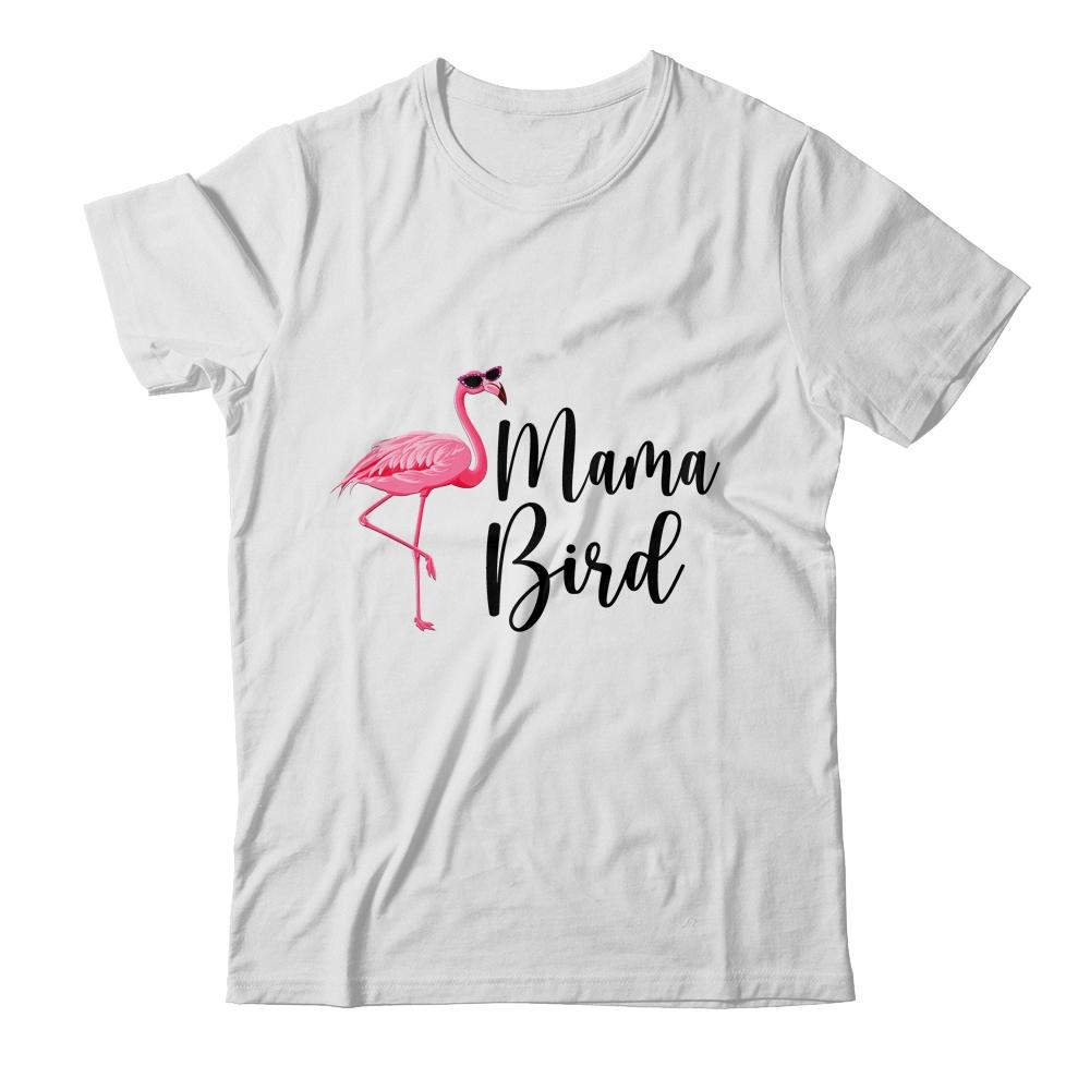 Mama Bird Flamingo Mommy Cute Flower Flamingo Gifts-T-Shirt & Tank Top-Classic T-Shirt-White