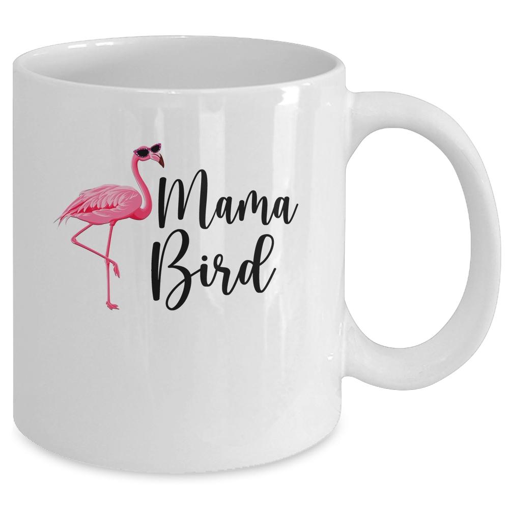 Mama Bird Flamingo Mommy Cute Flower Flamingo Gifts Mug-Coffee Mug-Mug-White