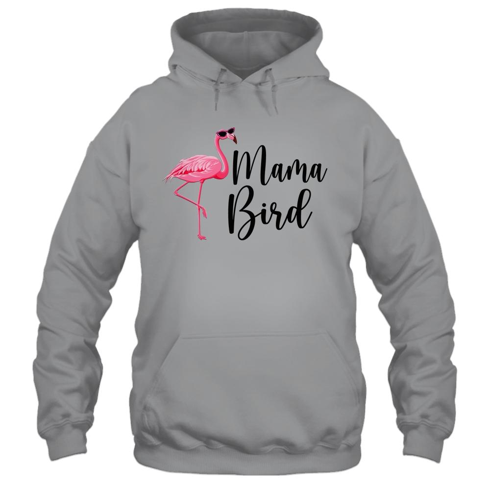 Mama Bird Flamingo Mommy Cute Flower Flamingo Gifts-T-Shirt & Tank Top-Pullover Hoodie-Sport Grey