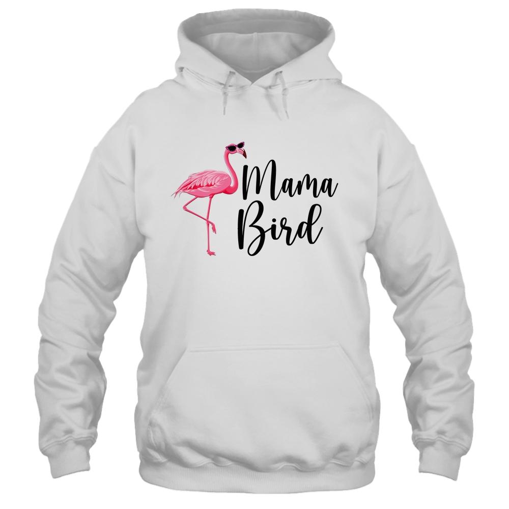 Mama Bird Flamingo Mommy Cute Flower Flamingo Gifts-T-Shirt & Tank Top-Pullover Hoodie-White