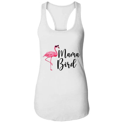 Mama Bird Flamingo Mommy Cute Flower Flamingo Gifts-T-Shirt & Tank Top-Women's Ideal Racerback Tank-White