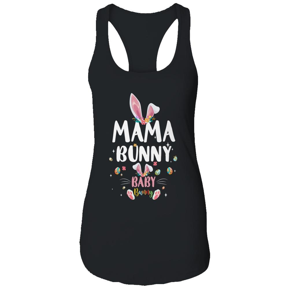 Mama Bunny Baby Bunny Easter Pregnancy Announcement-T-Shirt & Tank Top-Women's Ideal Racerback Tank-Black