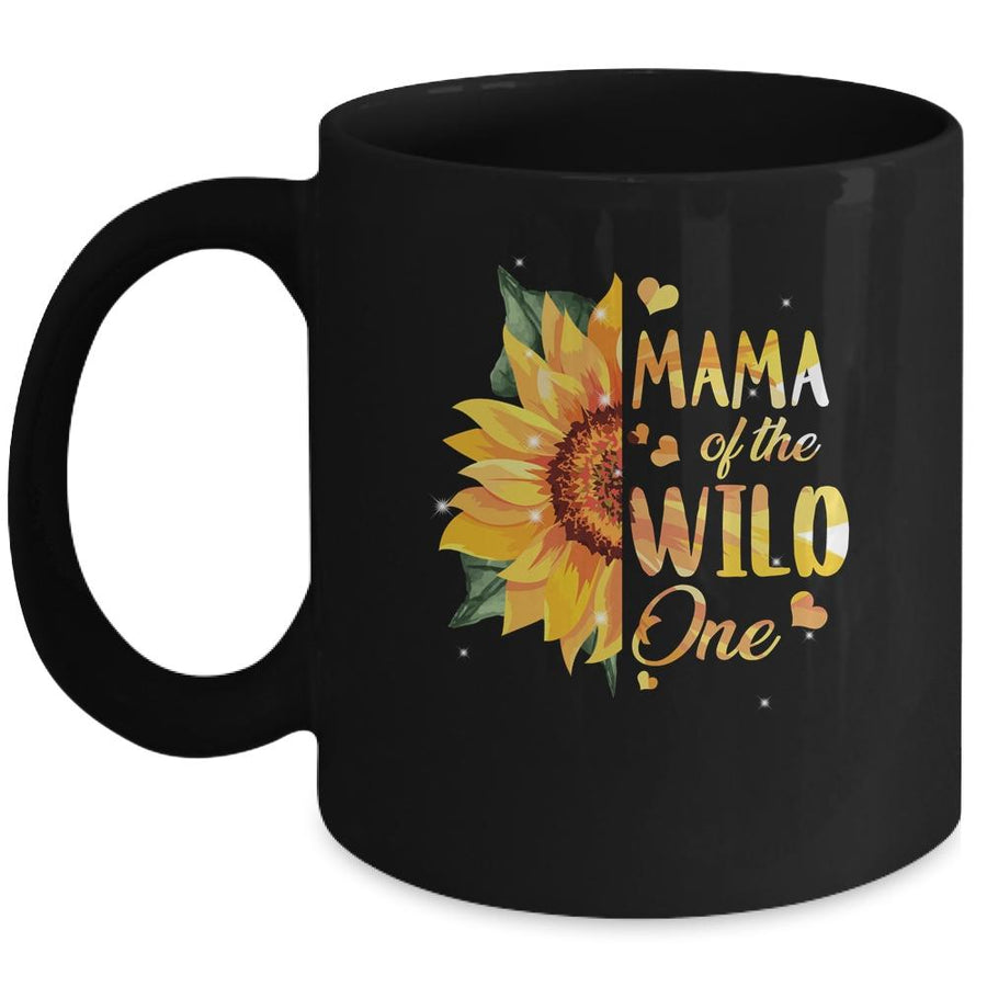 Mama Of The Wild One 1st Birthday Sunflower Mug-Coffee Mug-Mug-Black