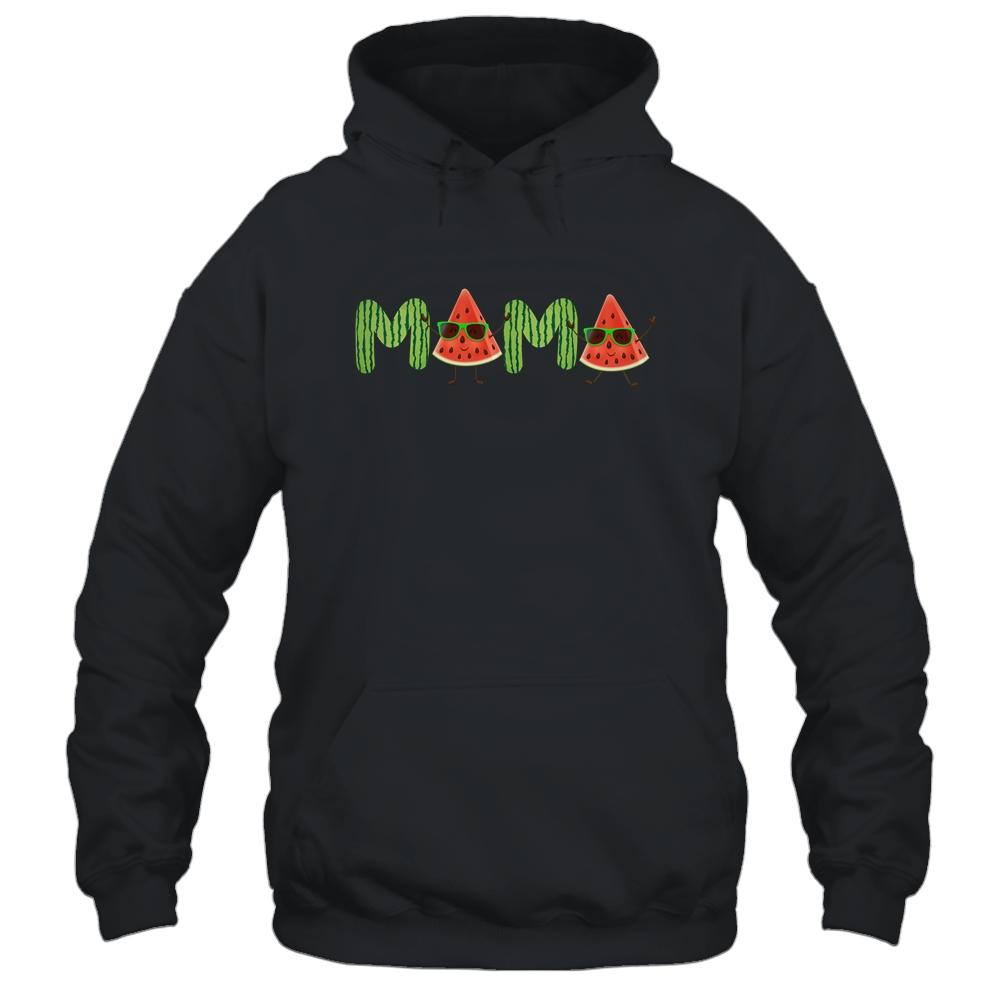 Mama Watermelon Funny Summer Fruit Mom Mother's Day-T-Shirt & Hoodie-Pullover Hoodie-Black