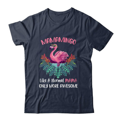 Mamamingo Like An Mama Only Awesome Floral Flamingo Gift-T-Shirt & Hoodie-Classic T-Shirt-Navy
