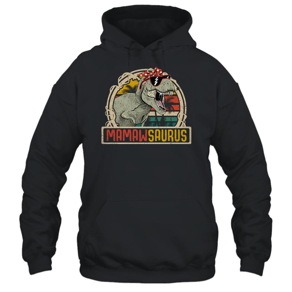 Mamawsaurus T Rex Dinosaur Mamaw Saurus Family Matching-T-Shirt & Hoodie-Pullover Hoodie-Black