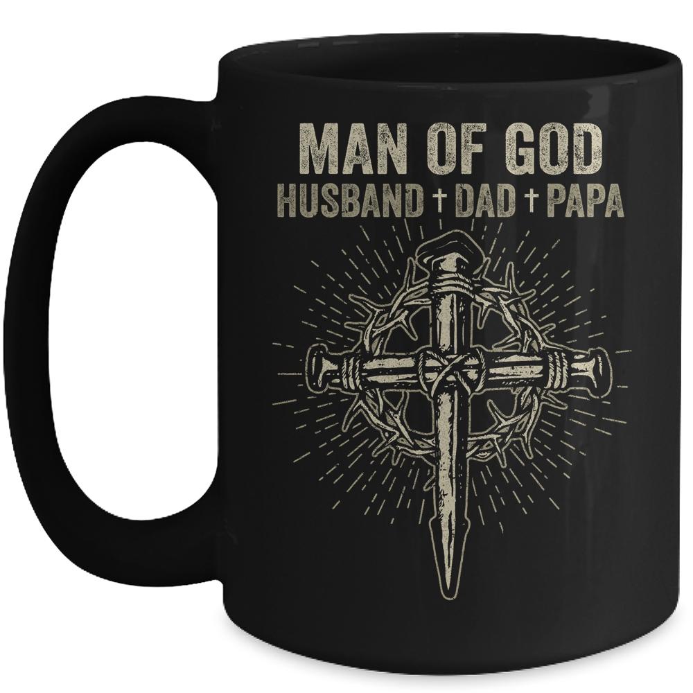 Man Of God Husband Dad Papa Fathers Day Mug-Coffee Mug-Mug-Black