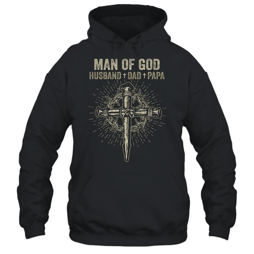 Man Of God Husband Dad Papa Fathers Day-T-Shirt & Hoodie-Pullover Hoodie-Black