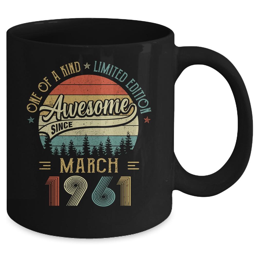March 1961 Vintage 60 Years Old Retro 60th Birthday Gift Mug-Coffee Mug-Mug-Black