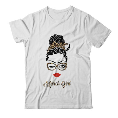 March Girl Woman Lips Eyes Lady Leopard Birthday Gift-T-Shirt & Tank Top-Classic T-Shirt-White