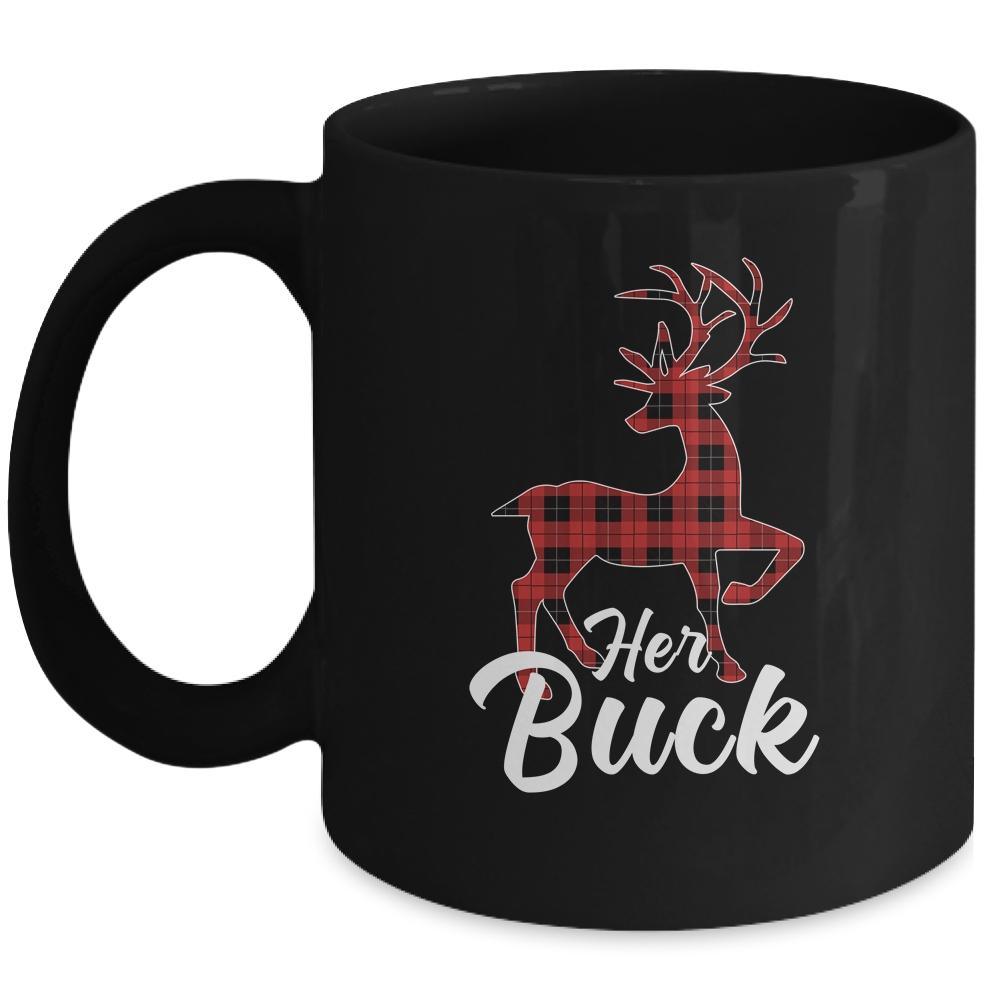 Matching Couples Christmas Pajamas Buffalo Plaid Her Buck Mug