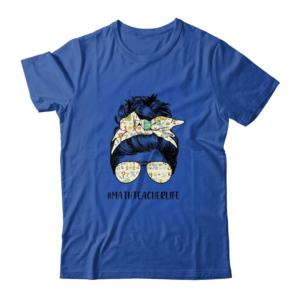 Math Teacher Messy Bun Life Hair Glasses-T-Shirt & Tank Top-Classic T-Shirt-Royal