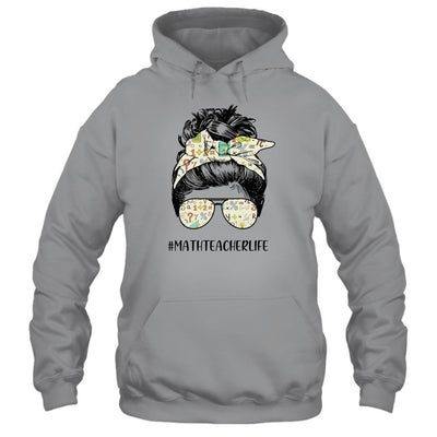Math Teacher Messy Bun Life Hair Glasses-T-Shirt & Tank Top-Pullover Hoodie-Sport Grey