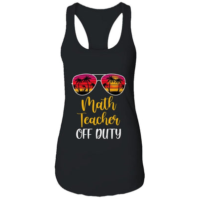 Math Teacher Off Duty Sunglasses Beach Sunset-T-Shirt & Tank Top-Women's Ideal Racerback Tank-Black