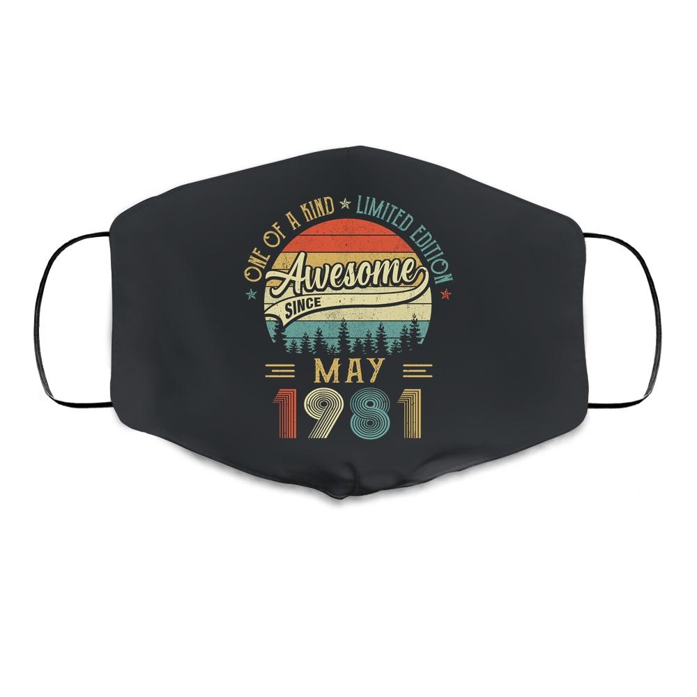 May 1981 Vintage 41 Years Old Retro 41th Birthday Gift Cloth Face Mask
