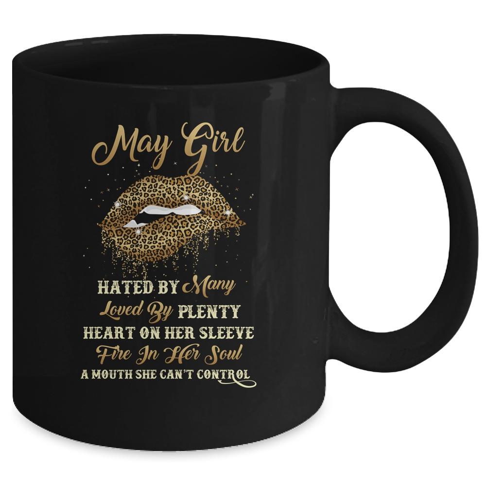 May Girl Birthday Funny Leopard Sexy Lip Mug-Coffee Mug-
