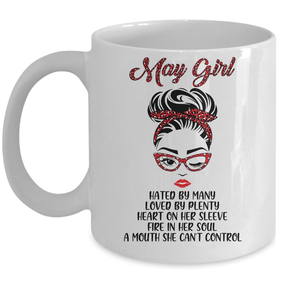 May Girl Hated By Many Loved By Plenty Leopard Women Mug-Coffee Mug-Mug-White