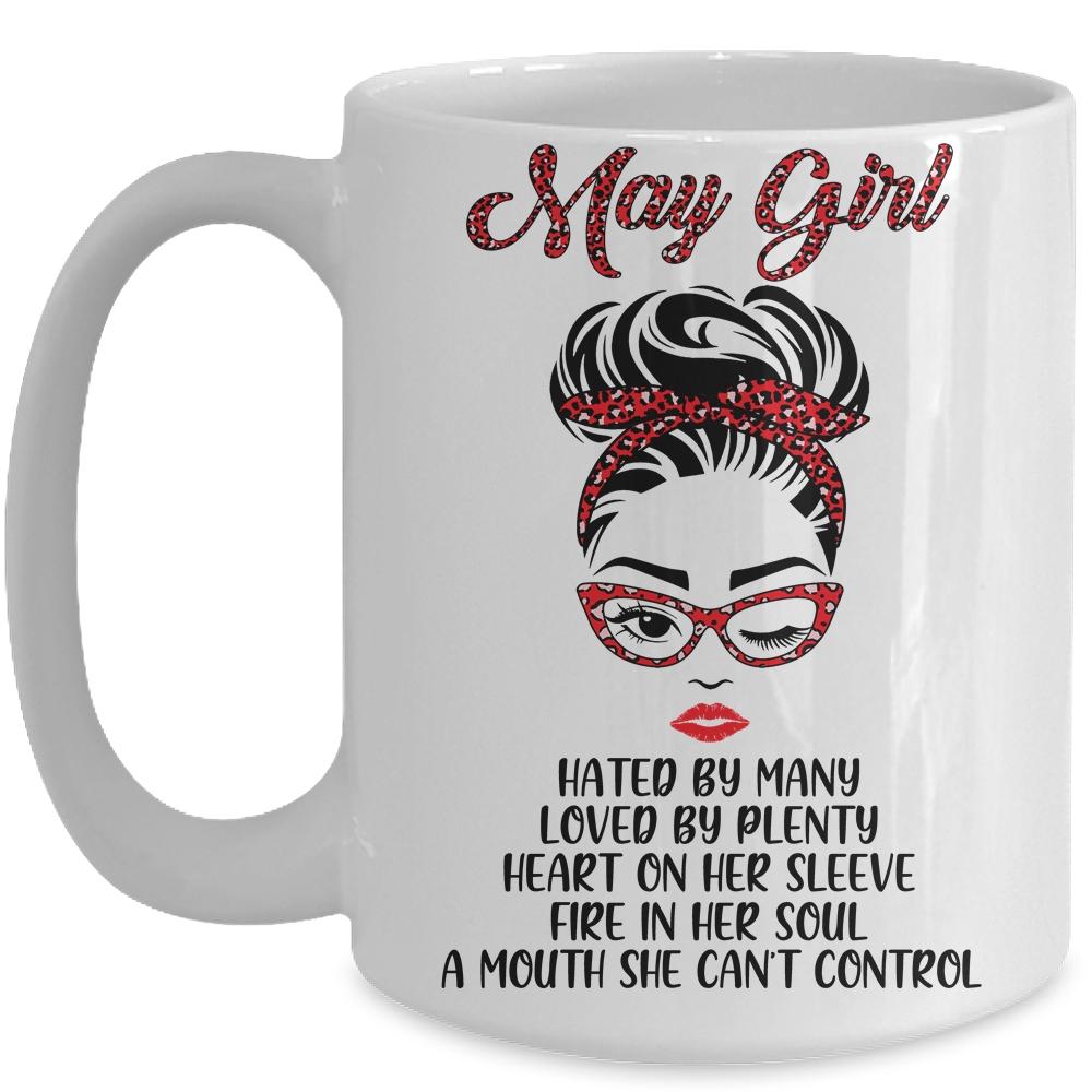 May Girl Hated By Many Loved By Plenty Leopard Women Mug-Coffee Mug-Mug-White