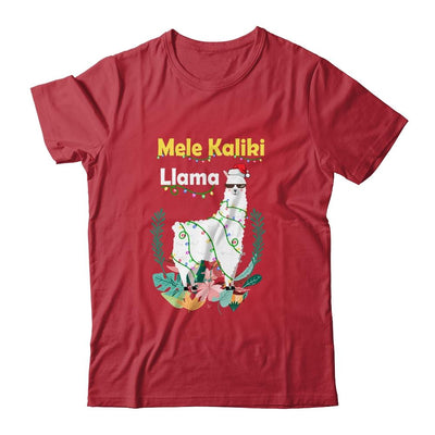 Mele Kalikimaka Christmas Hawaiian Llama X-Mas Lights-T-Shirt & Sweatshirt-Classic T-Shirt-Red
