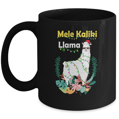 Mele Kalikimaka Christmas Hawaiian Llama X-Mas Lights Mug-Coffee Mug-Mug-Black