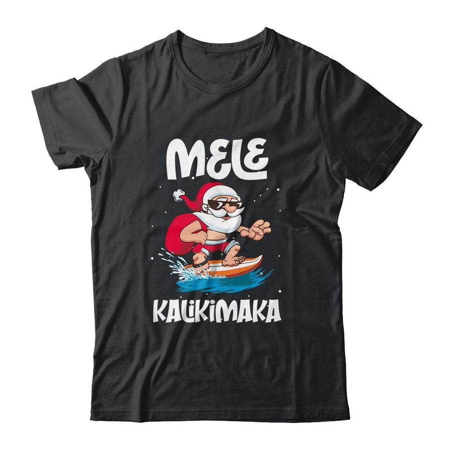 Mele Kalikimaka Hawaiian Christmas Hawaii Surfing Santa-T-Shirt & Sweatshirt-Classic T-Shirt-Black